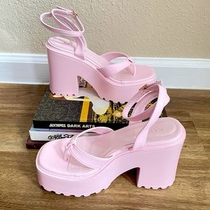 Dollskill Pastel Pink Barbiecore Platform Heels